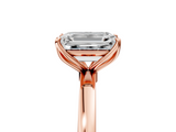Rose gold Emerald Solitaire Diamond Ring with Thin Band and Four-Prong Setting_8