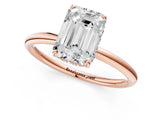 Rose gold Emerald Solitaire Diamond Ring with a Classic Band and Four-Prong Setting 1
