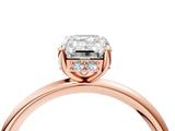 Rose gold Emerald Solitaire Diamond Ring with a Classic Band and Four-Prong Setting 4