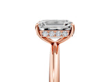 Rose gold Emerald Solitaire Diamond Ring with a Classic Band and Four-Prong Setting 5