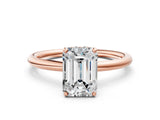 Rose gold Emerald Solitaire Diamond Ring with a Classic Band and Four-Prong Setting