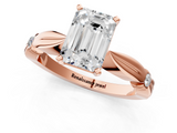 Rose gold Emerald Solitaire Diamond Twisted Band with Four-Prong Setting_56