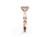 Rose gold Emerald Solitaire Diamond Twisted Band with Four-Prong Setting_57