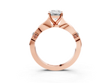 Rose gold Emerald Solitaire Diamond Twisted Band with Four-Prong Setting_58