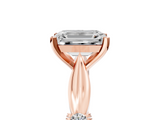 Rose gold Emerald Solitaire Diamond Twisted Band with Four-Prong Setting_60
