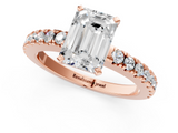 Rose gold Emerald Solitaire Diamond with Pavé Band and Four-Prong Setting_68