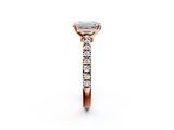 Rose gold Emerald Solitaire Diamond with Pavé Band and Four-Prong Setting_69