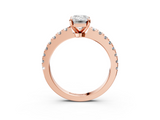 Rose gold Emerald Solitaire Diamond with Pavé Band and Four-Prong Setting_70