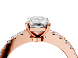 Rose gold Emerald Solitaire Diamond with Pavé Band and Four-Prong Setting_71