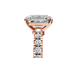 Rose gold Emerald Solitaire Diamond with Pavé Band and Four-Prong Setting_72
