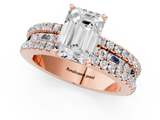 Rose gold Emerald Solitaire Diamond with Pave and Channel Set Band_59