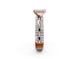 Rose gold Emerald Solitaire Diamond with Pave and Channel Set Band_60