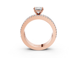 Rose gold Emerald Solitaire Diamond with Pave and Channel Set Band_61