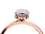 Rose gold Emerald Solitaire Engagement Ring with Cathedral Band and Four-Prong Setting_31