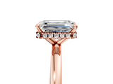 Rose gold Emerald Solitaire Engagement Ring with Cathedral Band and Four-Prong Setting_32