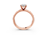 Rose gold Emerald Solitaire Engagement Ring with Scrollwork Band and Four-Prong Setting_155