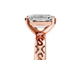 Rose gold Emerald Solitaire Engagement Ring with Scrollwork Band and Four-Prong Setting_157