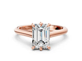 Rose gold Emerald Solitaire Engagement Ring with Six-Prong Setting and Classic Band