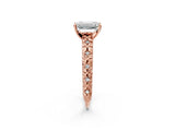 Rose gold Emerald Solitaire Floral Milgrain Engagement Ring_34