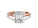 Rose gold Emerald Solitaire Heart Prong Engagement Ring with Tapered Band_55
