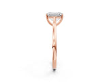 Rose gold Emerald Solitaire Heart Prong Engagement Ring with Tapered Band_57