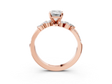 Rose gold Emerald Solitaire Marquise Twist Band with Six-Prong Setting_80