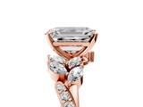 Rose gold Emerald Solitaire Marquise Twist Band with Six-Prong Setting_82