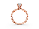 Rose gold Emerald Solitaire Milgrain Diamond Engagement Ring with Bezel and Marquise Band_90