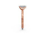 Rose gold Emerald Solitaire Milgrain Engraved Band with Four-Prong Setting_6