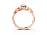 Rose gold Emerald Solitaire Milgrain Leaf Band with Prong Setting_6