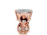Rose gold Emerald Solitaire Milgrain Leaf Band with Prong Setting_8