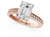 Rose gold Emerald Solitaire Pavé Band Prong Setting Ring_21
