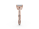 Rose gold Emerald Solitaire Pavé Band Prong Setting Ring_22