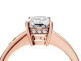 Rose gold Emerald Solitaire Pavé Band Prong Setting Ring_24