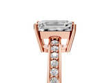 Rose gold Emerald Solitaire Pavé Band Prong Setting Ring_25