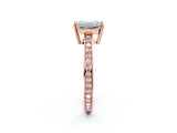 Rose gold Emerald Solitaire Pavé Band Prong Setting Ring_51