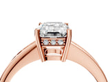 Rose gold Emerald Solitaire Pavé Band Prong Setting Ring_53