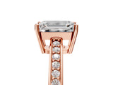 Rose gold Emerald Solitaire Pavé Band Prong Setting Ring_54