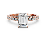 Rose gold Emerald Solitaire Pavé Band with Four-Prong Setting_135