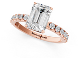 Rose gold Emerald Solitaire Pavé Band with Four-Prong Setting_136