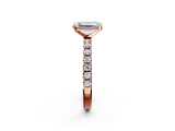 Rose gold Emerald Solitaire Pavé Band with Four-Prong Setting_137