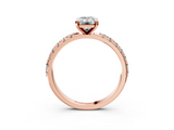 Rose gold Emerald Solitaire Pavé Band with Four-Prong Setting_138