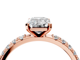 Rose gold Emerald Solitaire Pavé Band with Four-Prong Setting_139