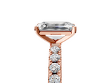 Rose gold Emerald Solitaire Pavé Band with Four-Prong Setting_140