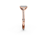 Rose gold Emerald Solitaire Pavé Band with Four-Prong Setting_65