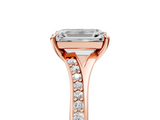 Rose gold Emerald Solitaire Pavé Band with Four-Prong Setting_68