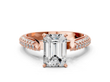 Rose gold Emerald Solitaire Pavé Diamond Engagement Ring with Four-Prong Setting_164