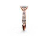 Rose gold Emerald Solitaire Pavé Diamond Engagement Ring with Four-Prong Setting_166