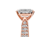 Rose gold Emerald Solitaire Pavé Diamond Engagement Ring with Four-Prong Setting_169