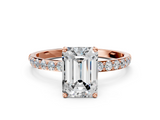 Rose gold Emerald Solitaire Pavé Diamond Engagement Ring with Four-Prong Setting_44